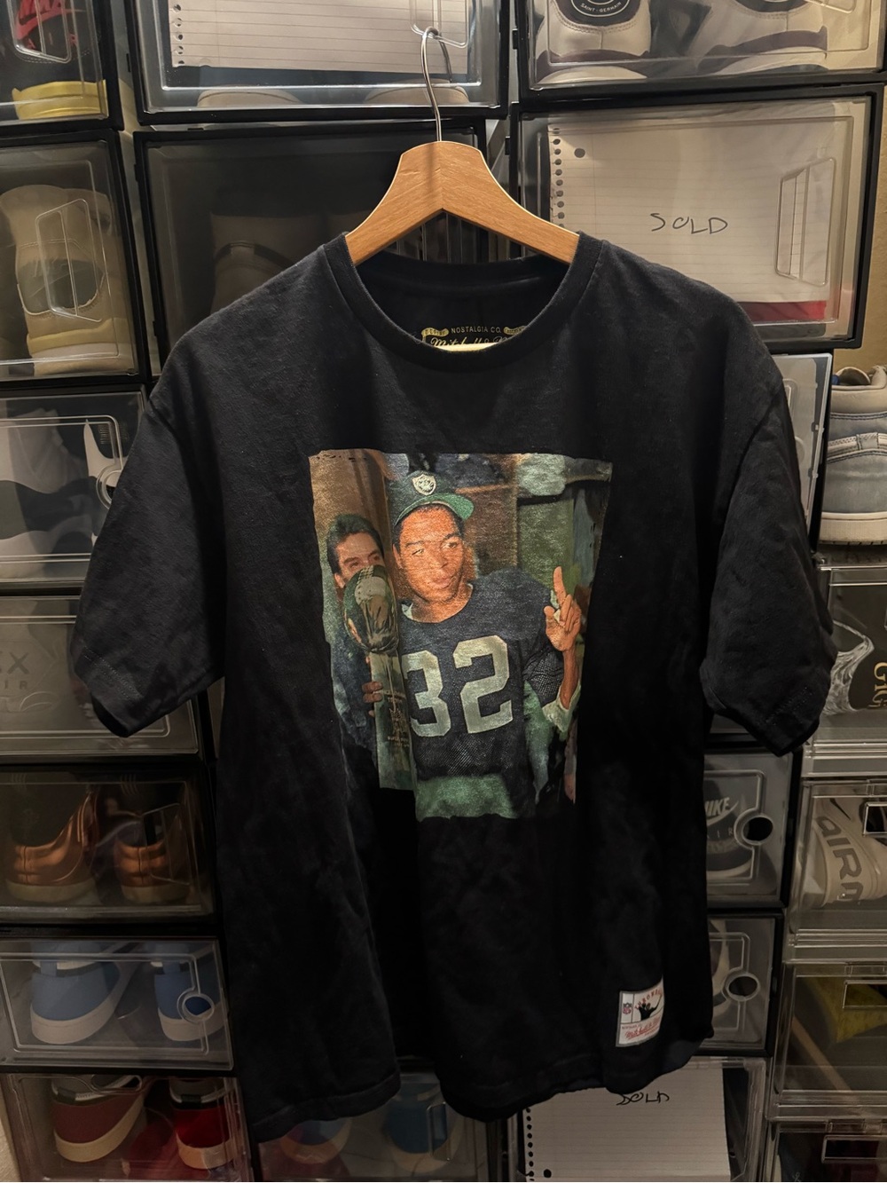 Mitchell & Ness Black Graphic Short Sleeve Tee with 32 Front Print